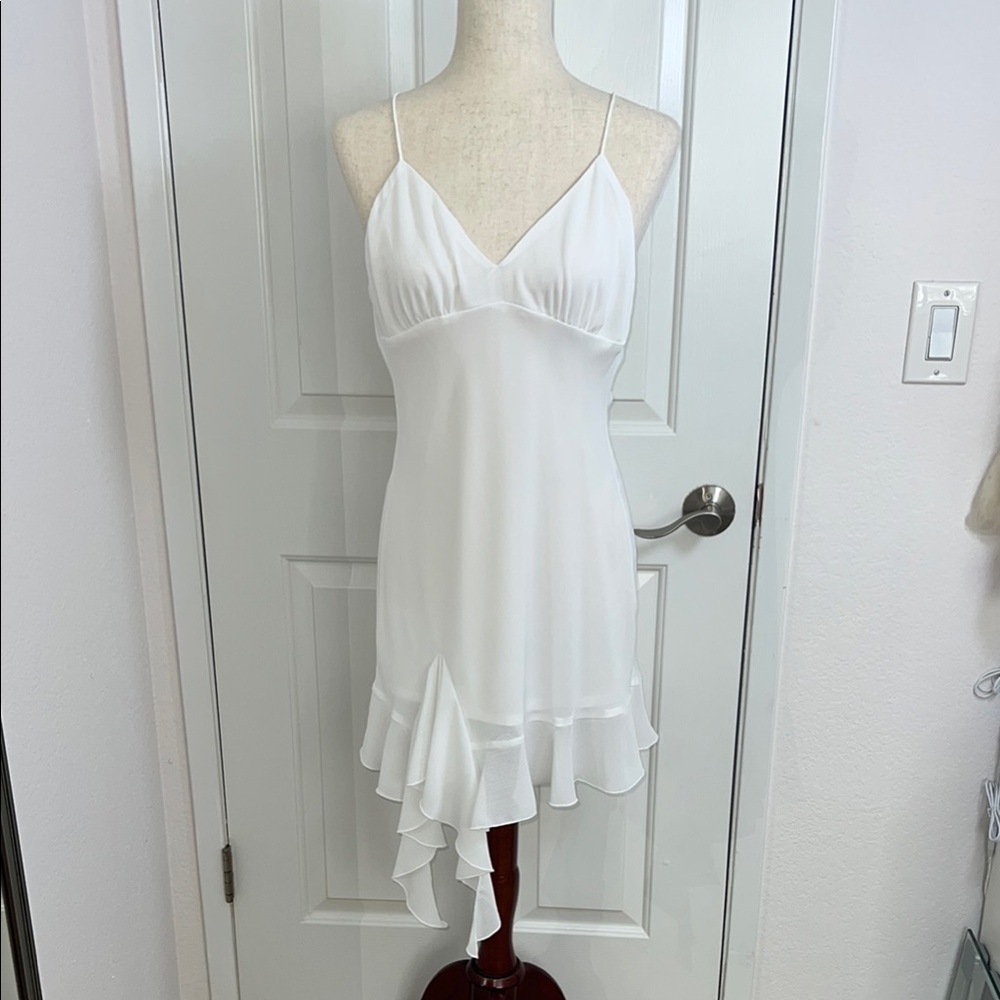 Zara White Ruffle Hem Dress - Picture 3 of 9